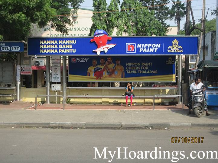 Best OOH Ad agency in Chennai, Bus Shelter Hoardings Rates in Cooptex Bus Stop Chennai